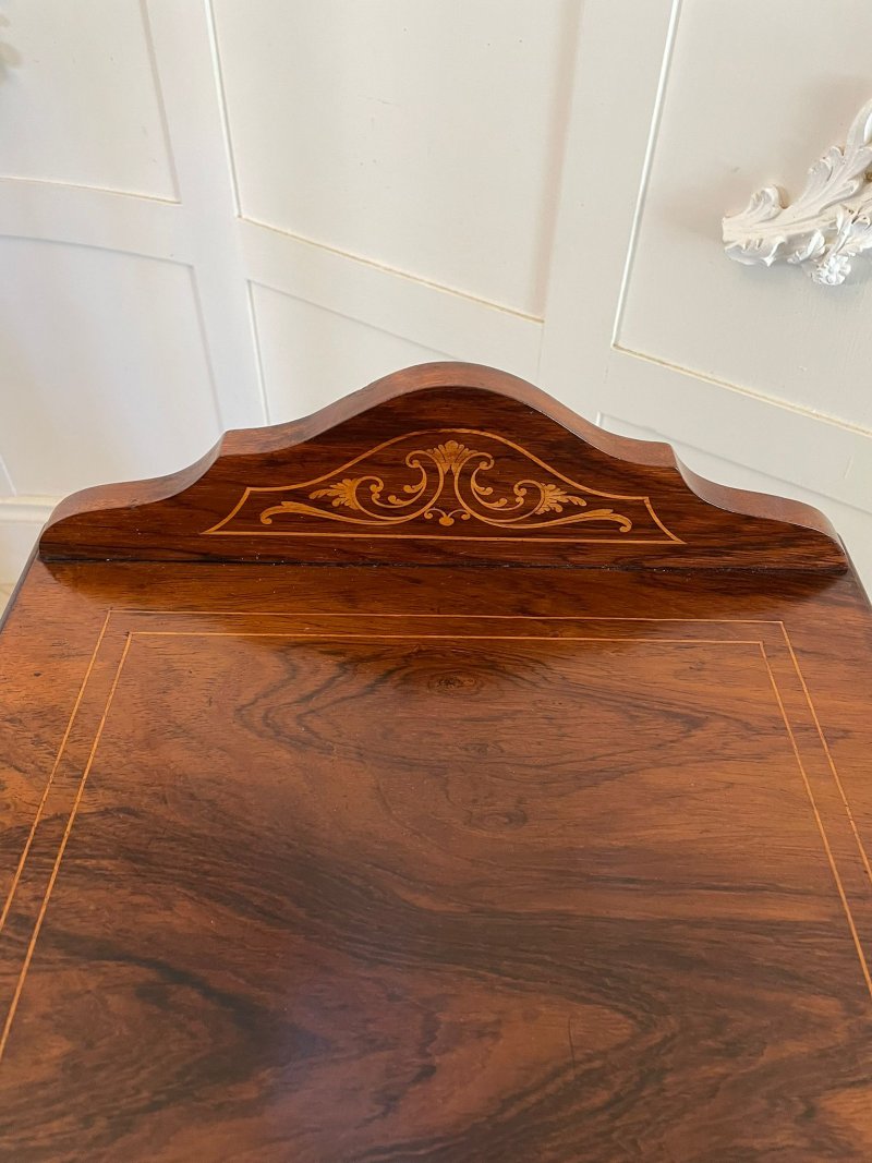 Antique Edwardian Freestanding Quality Rosewood Inlaid Coal Cabinet - Image 4